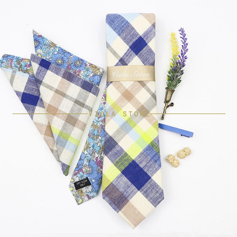 5 PCS Luxury Cotton Patchwork 7cm Tie Set