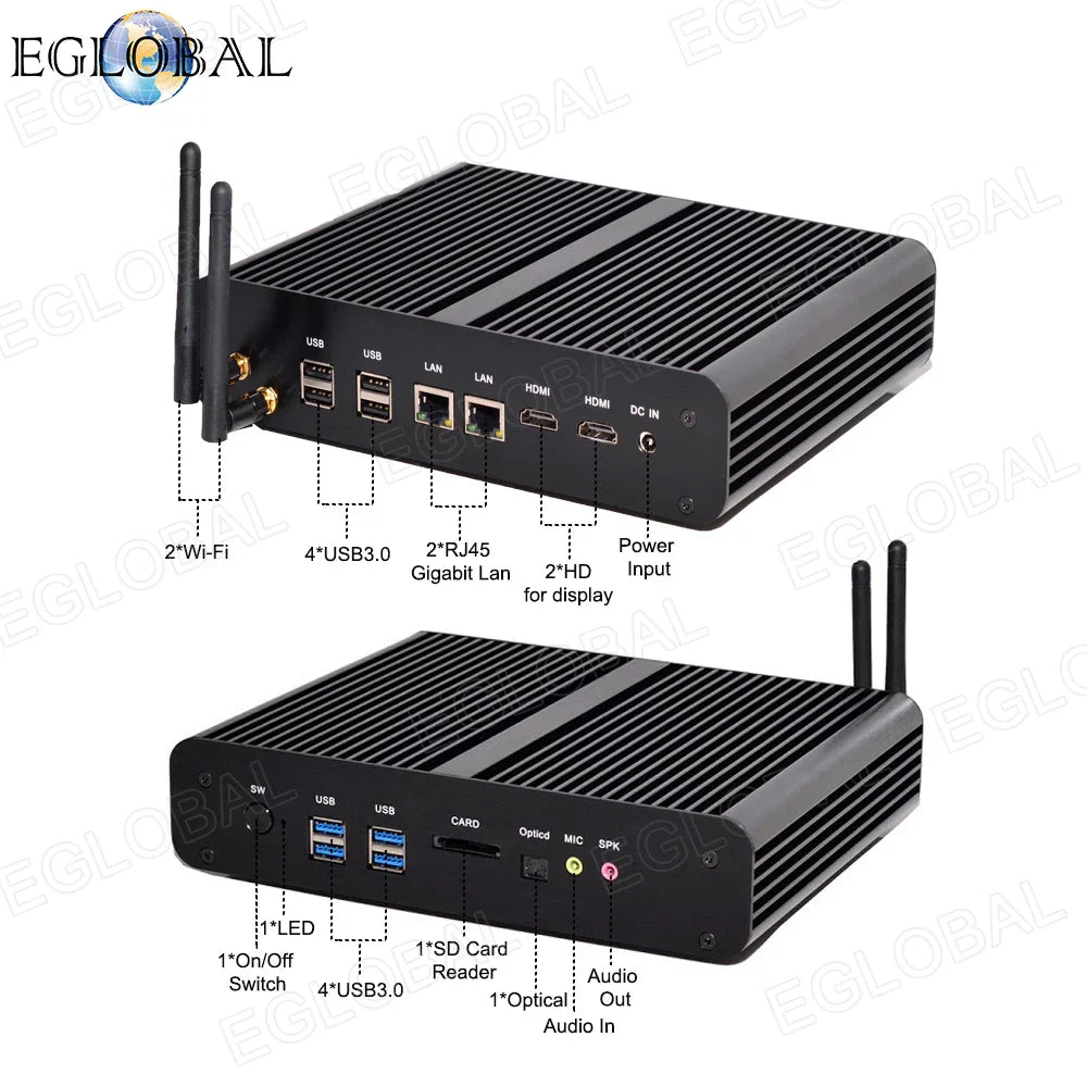 Windows Tiny Desktop Nettop i7 5500U 4650U 2*Lans