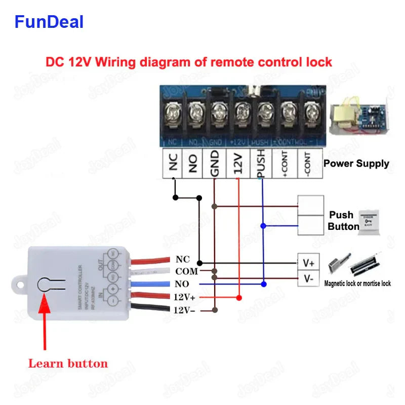 FunDeal 433Mhz Universal Wireless Remote Control Switch DC