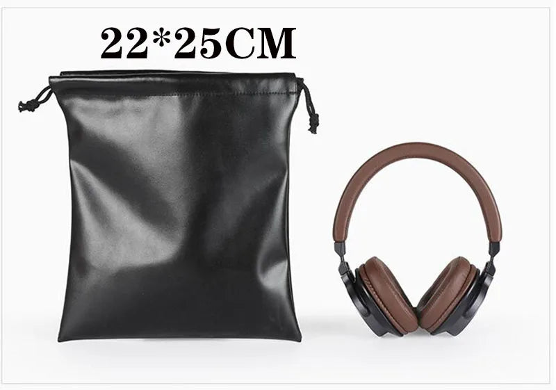 1PC PU Leather Headphone Drawstring Storage Bag