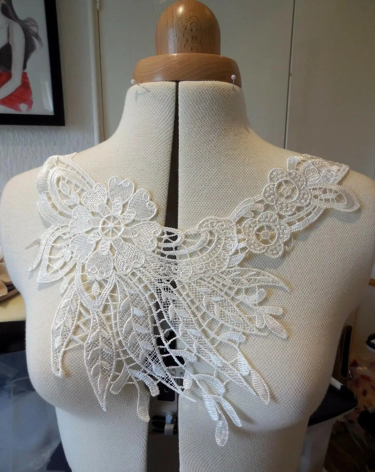 1 Pc Black Flower Neckline Collar Lace Applique