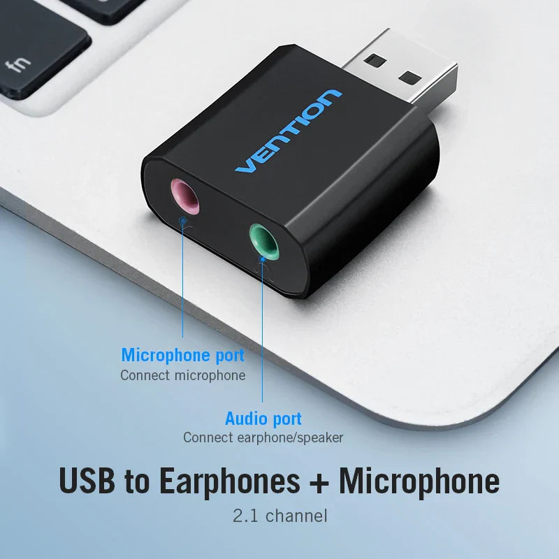 Vention USB Sound Card USB Audio Interface headphone