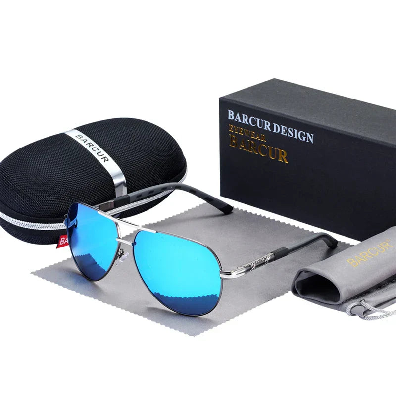 BARCUR Aluminum Vintage Men's Sunglasses Men Polarized Coating