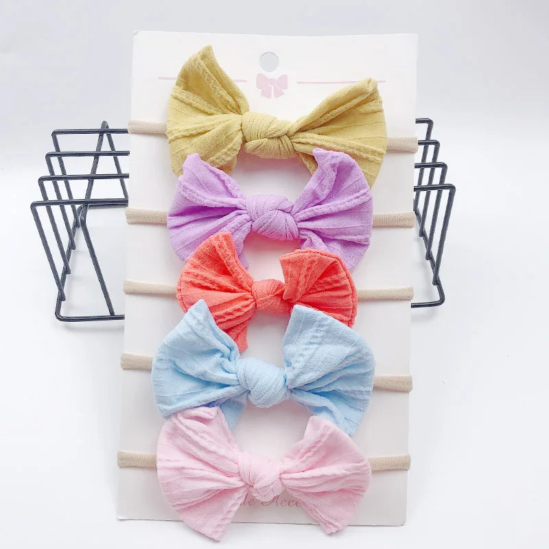 5pcs/Set Bowknot Elastic Hairband Baby Princess Christmas Day