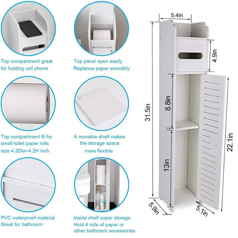 BluesdeSmall Bathroom Corner Floor Cabinet Toilet Vanity Cabinet