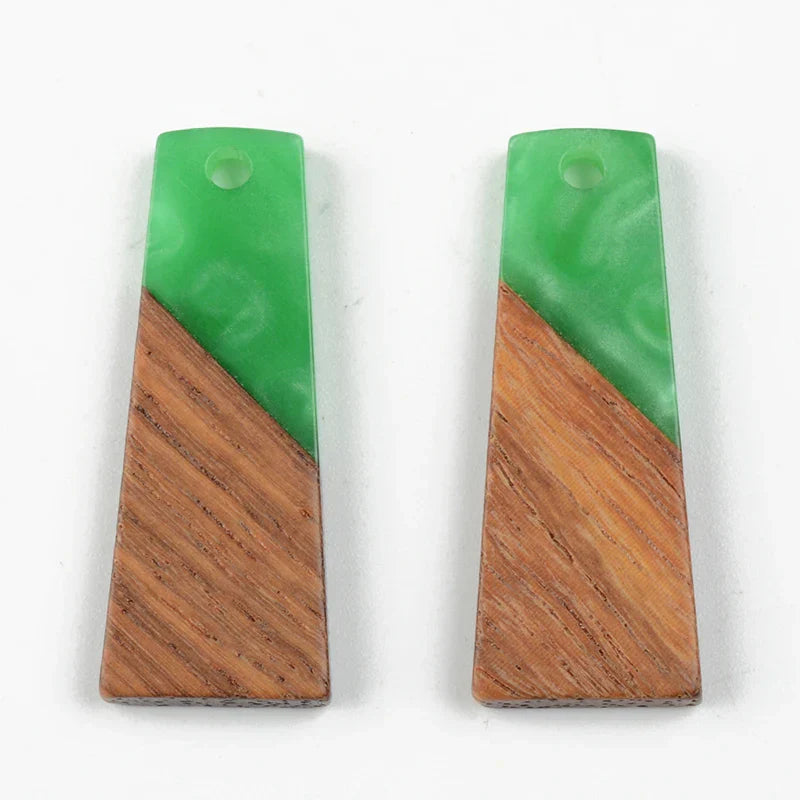 10PCS Trapezoid Earrings Accessories Natural Wood & Resin