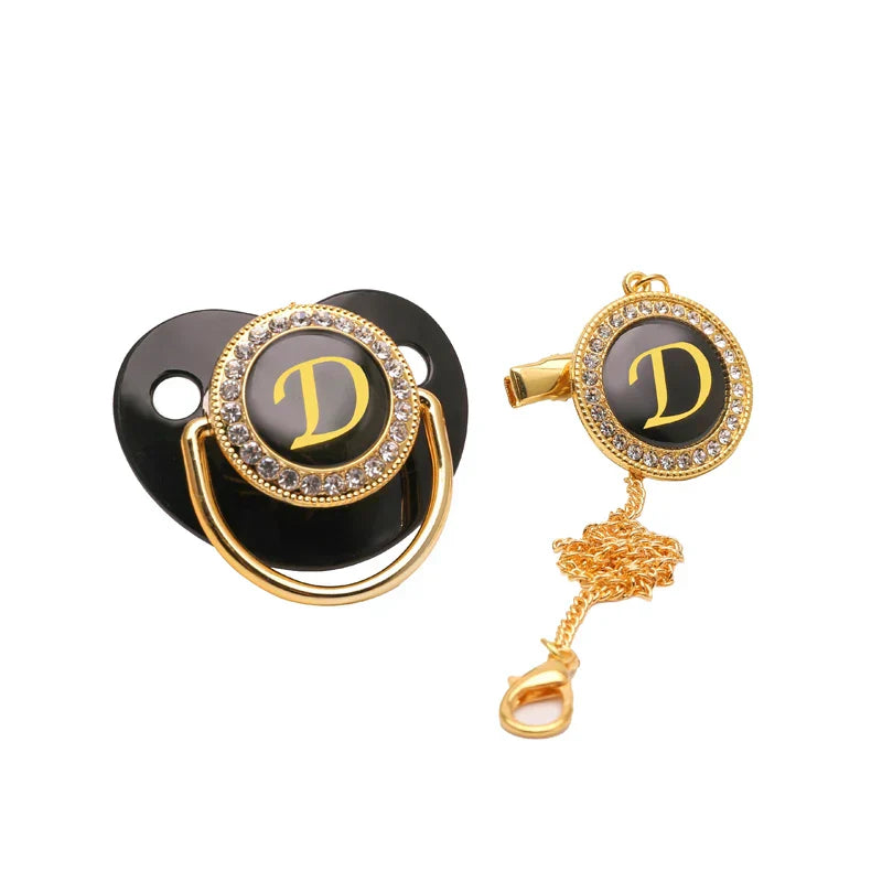 Black Gold Luxury Pacifier for Babies A-Z Name