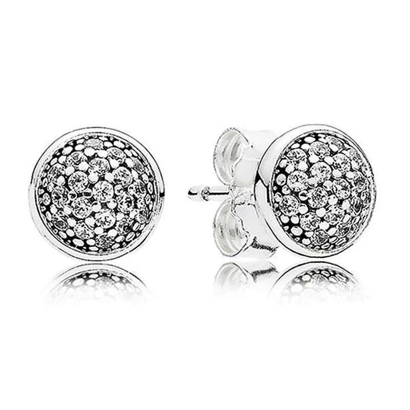 Original 925 Sterling Silver Round Sparkle Clear Sparkling