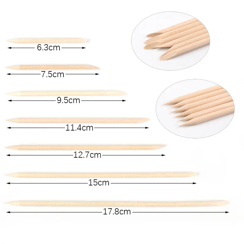 500Pcs/Pack Wooden Cuticle Pusher Remover Orange Stick Sticker