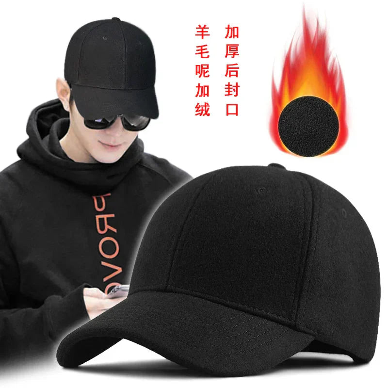 Male Winter large size felt baseball cap big