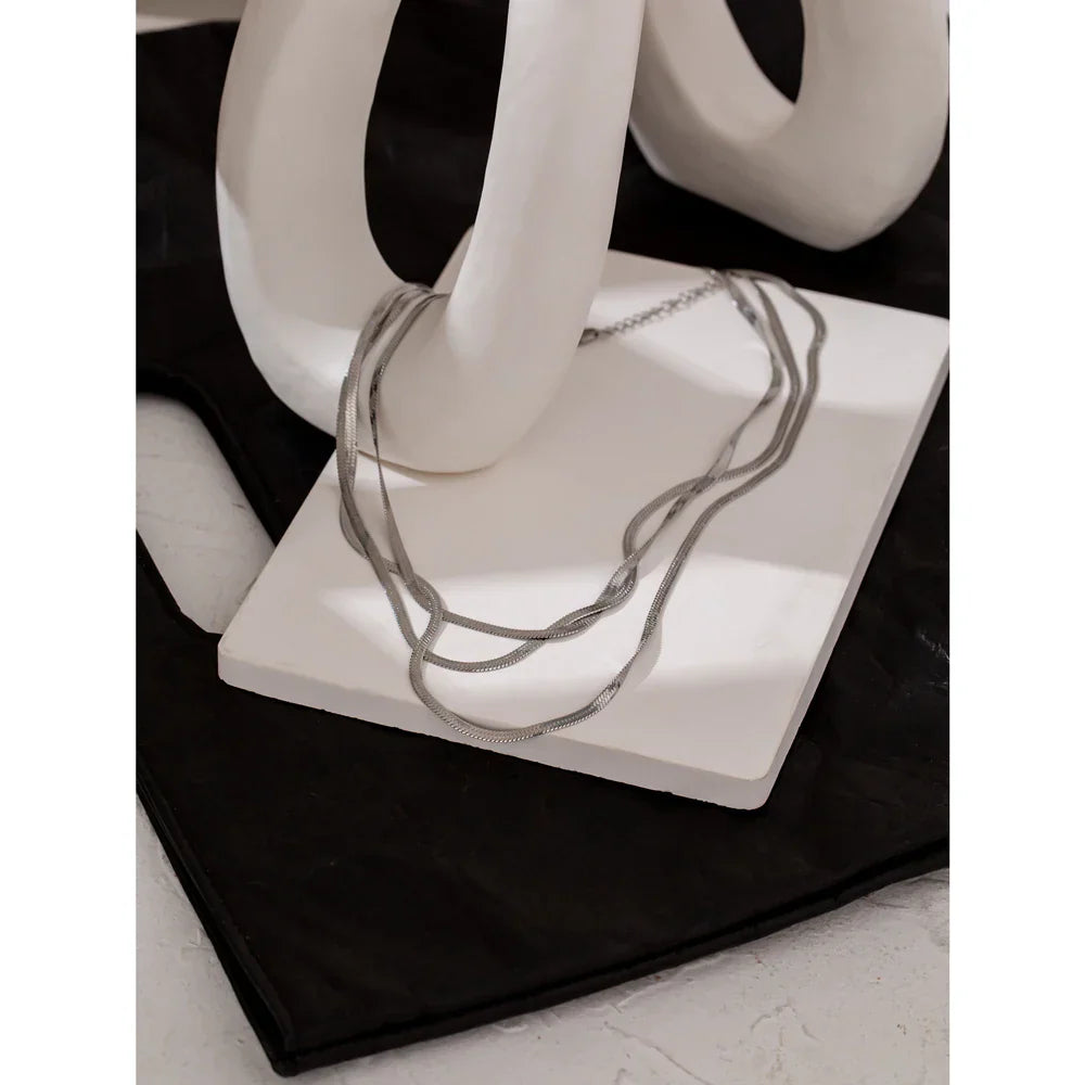 Yhpup Stainless Steel Snake Chain Stacked Necklaces Jewelry