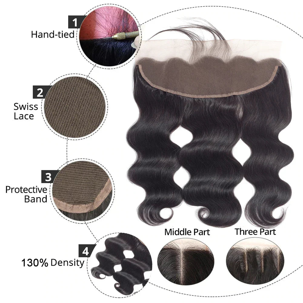 Brazilian Hair Weave Bundles With Frontal 13x4 HD
