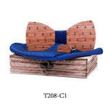 Adjustable Walnut Wooden Bow Tie For Men Pocket