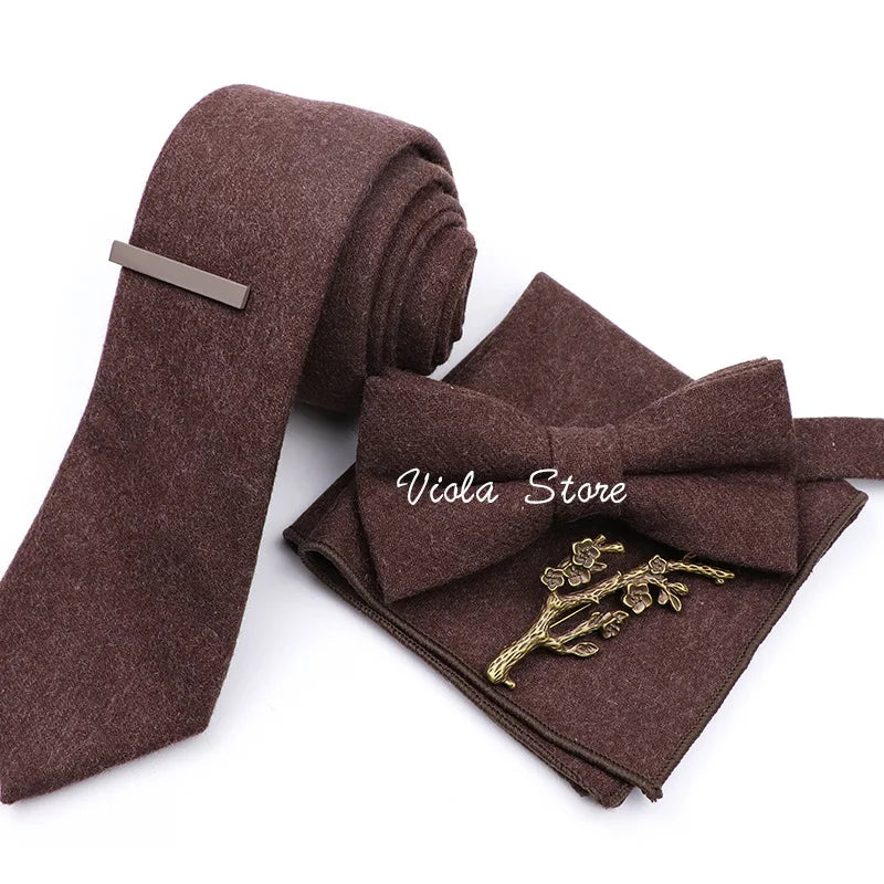 Top 50 Wool Soft 7cm Tie Bowtie Hankie