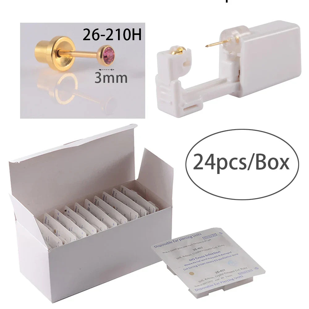 24pcs/Box NO PAIN Piercer Tool Machine Kit Stud