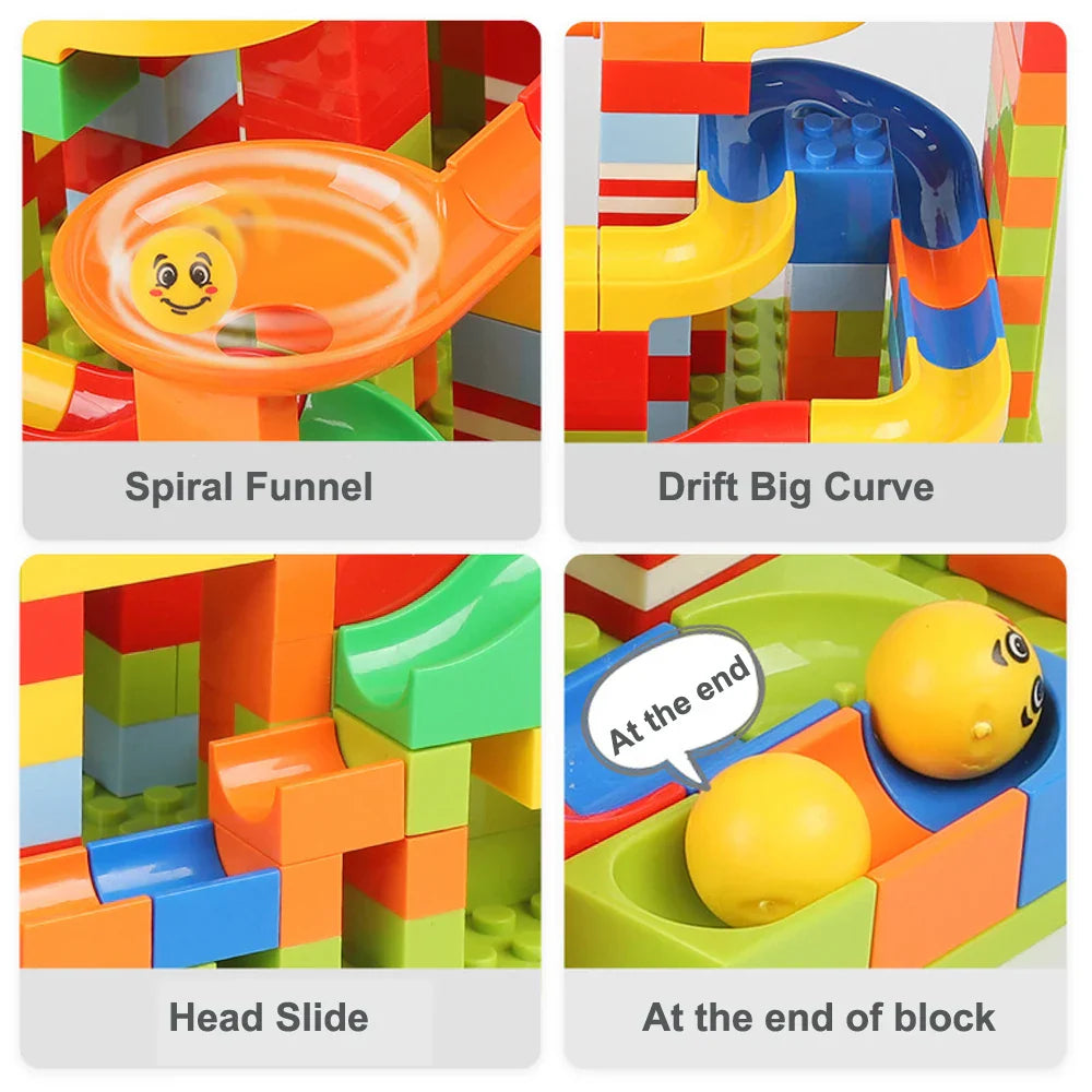 165/330pcs Small Size Marble Race Run Blocks DIY