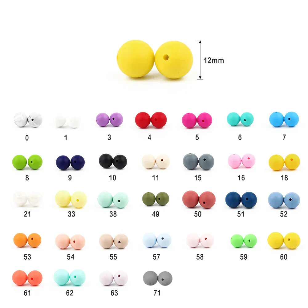 Joepeada 300Pcs/lots 12mm Round Silicone Teething Beads Food