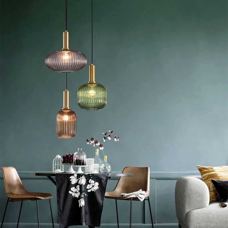 Retro restaurant colorfull glass pendant lights Creative living