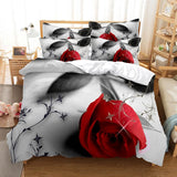 Red Rose Bedding Set Quilt Duvet Cover Comforter