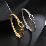 361L Titanium Stainless Steel Bangles Bracelets Charm Gold