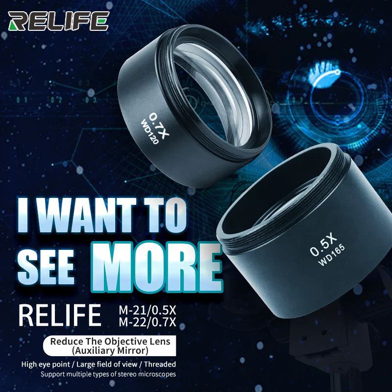 RELIFE 0.5X 0.7X Trinocular Stereo Microscope Auxiliary Lens