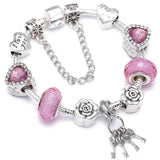 Seialoy Silver Plated Heart Key Pendant Charm Bracelets