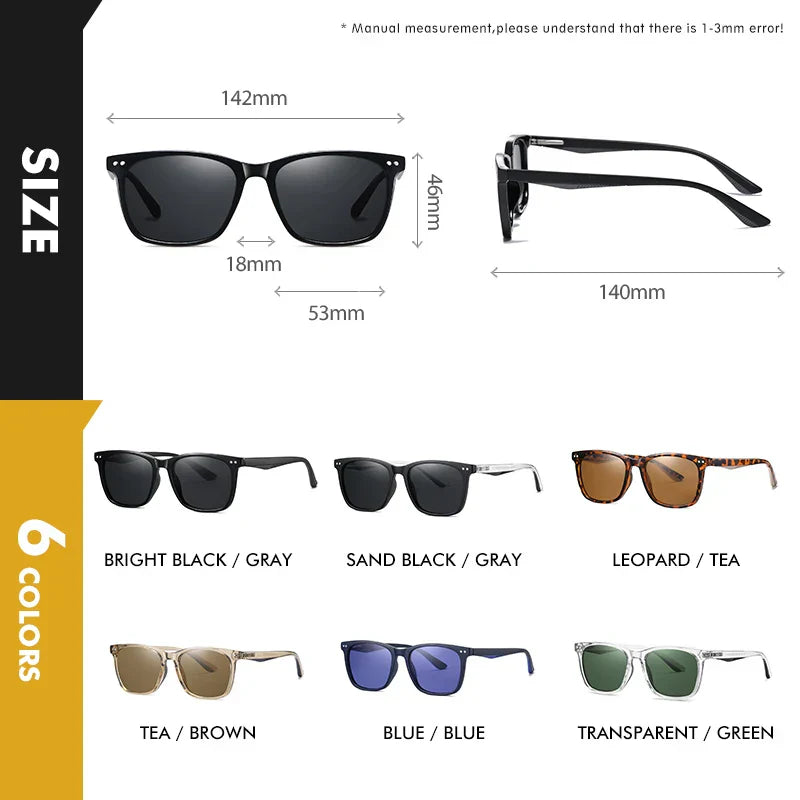 Fashion Square Sunglasses Polarized Men Women Ultra Light