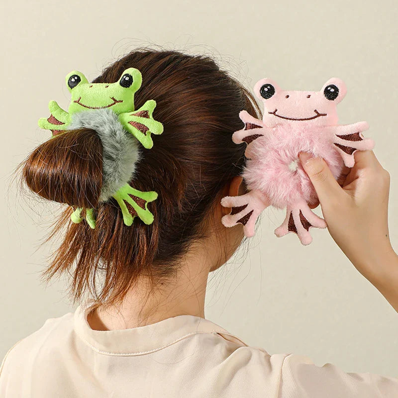 2pcs Plush Animal Scrunchie Set Elastic Hair tie