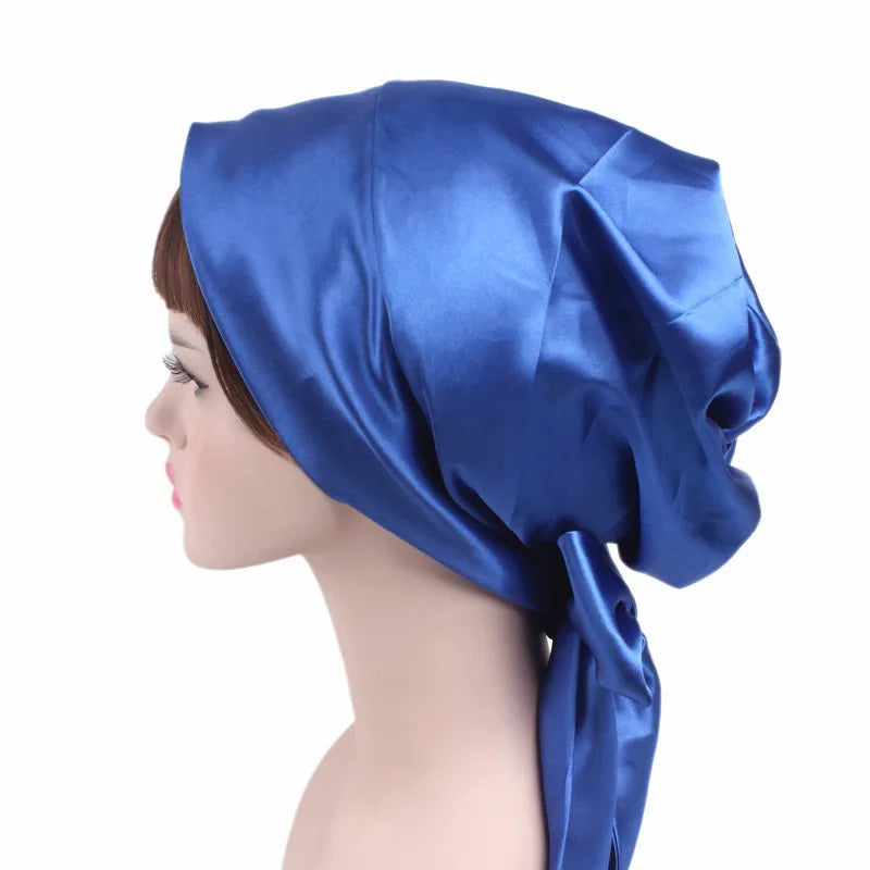 New Women Silk Satin Night Sleeping Cap Head