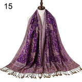 Pashmina Silk Scarf Shawl Wrap Paisley Jacquard Flowers