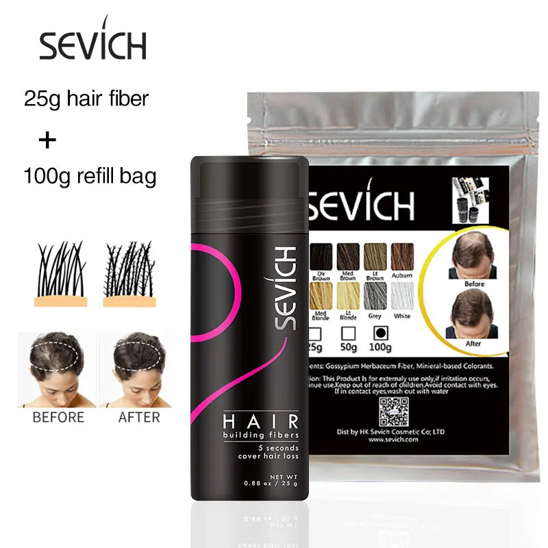 Sevich 125g Hair Fibers 10 Color Keratin Hair