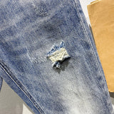 Ripped Jeans Men Light Blue Stretch Harem Pants