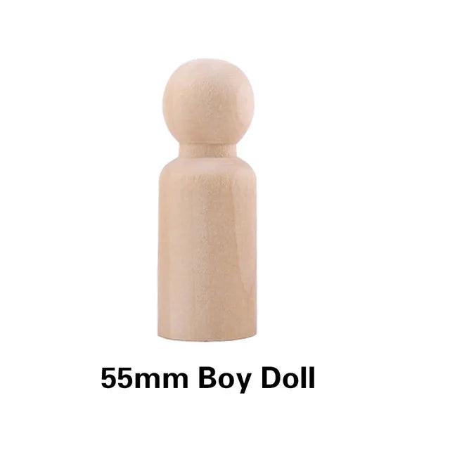 Wooden Doll Peg Baby Teether DIY Color Painting