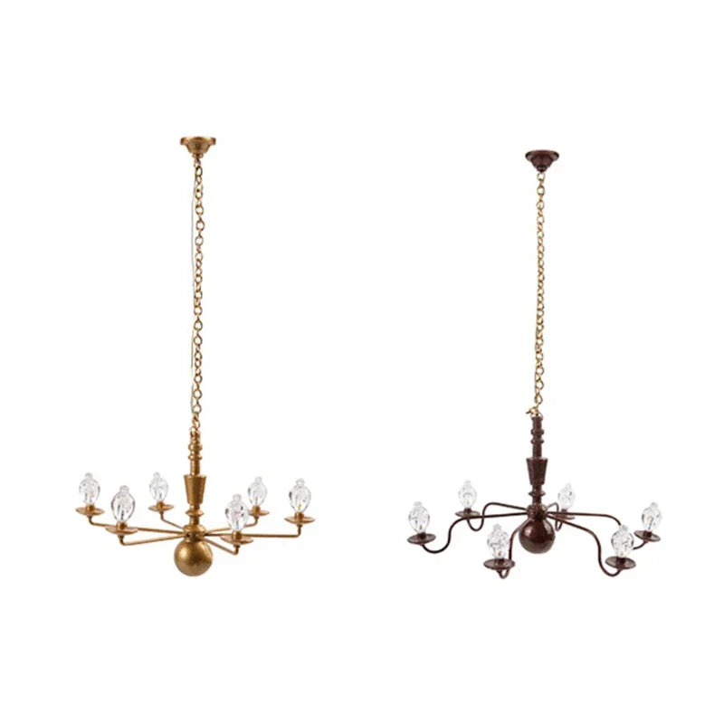 1 Set Kid's Dollhouse Furniture with LED Chandelier Light