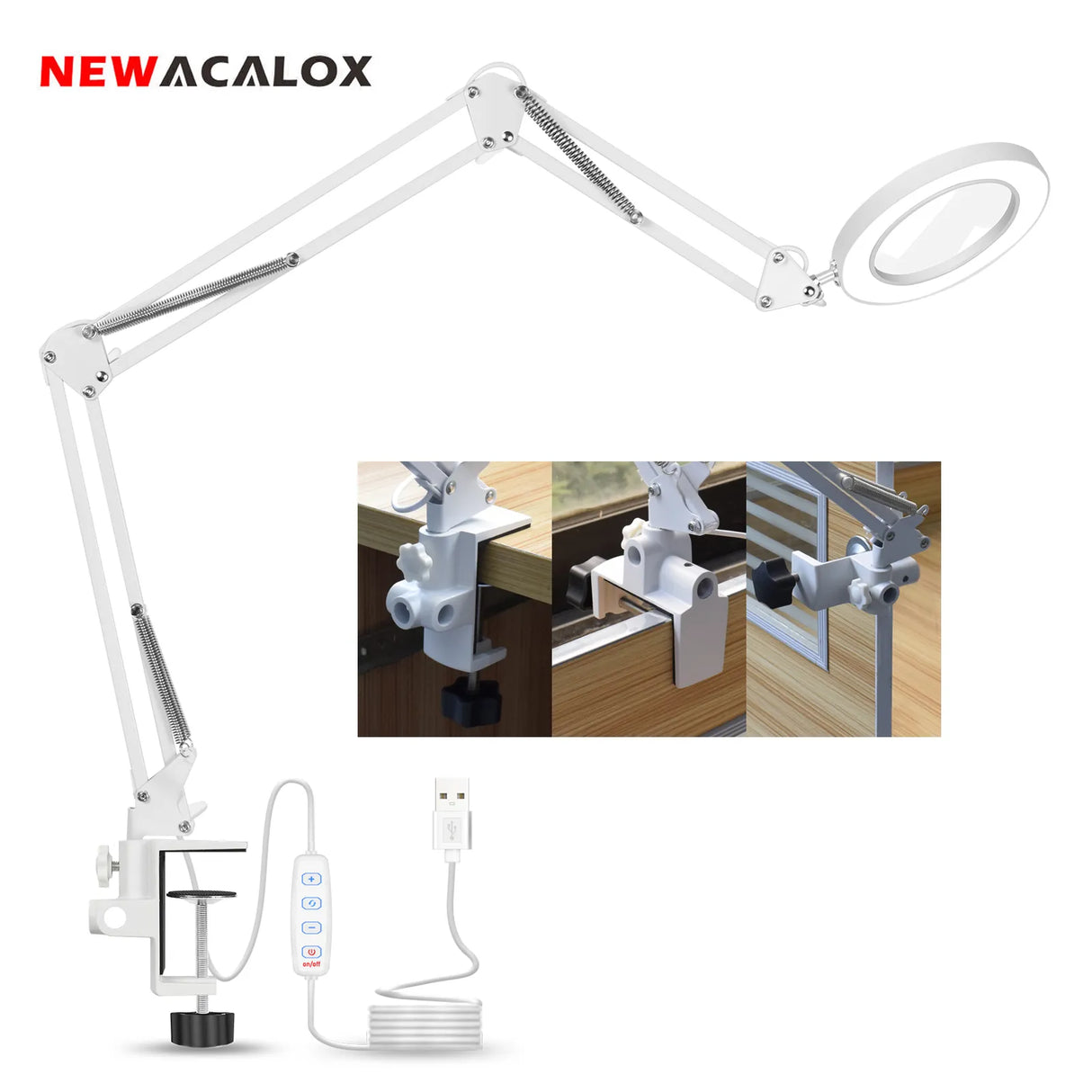 NEWACALOX 5X Welding Magnifying Glass LED Table Desk