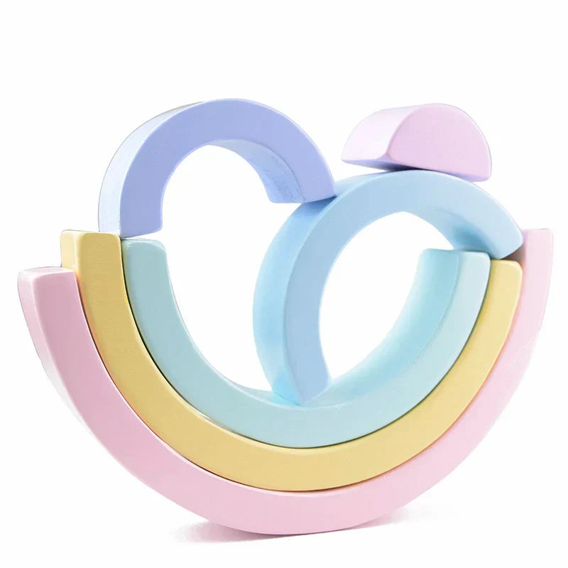 Kids Wooden Toy Montessori Rainbow Building Blocks DIY