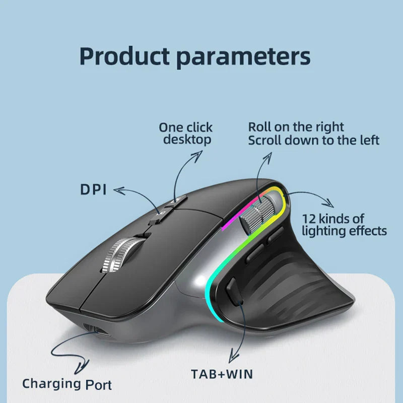 KuWFi Rechargeable Wireless Mouse Silent Gaming Mouse 2.4G&Bluetooth