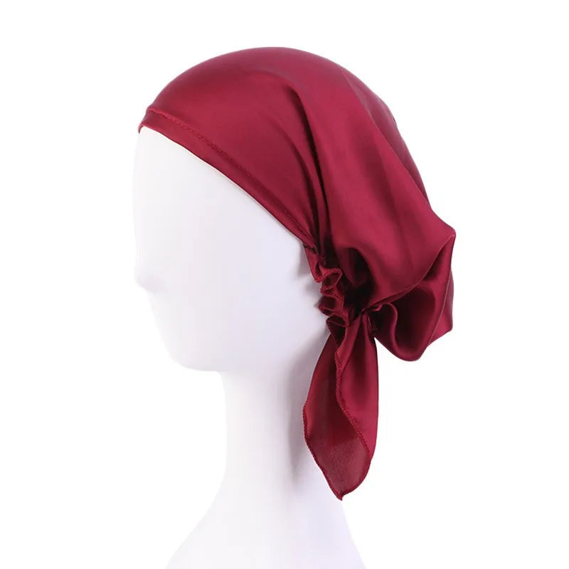 Muslim Women satin Turban Nightcap Hat Headscarves Cancer