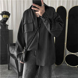 Striped Shirt Jacket Men Women Hong Kong Style