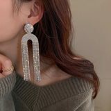 Fashion Statement Earring Long Full Rhinestone Big Earrings