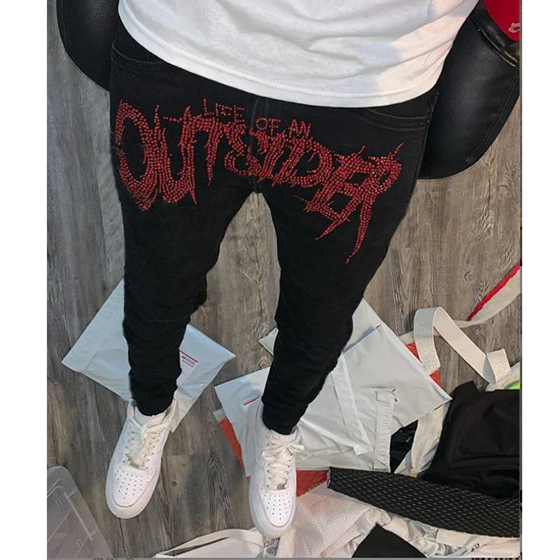 New Men Trend Black Ripped Jeans Fashion Street