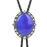 Hollow pattern emerald bolo tie leather cord necklace