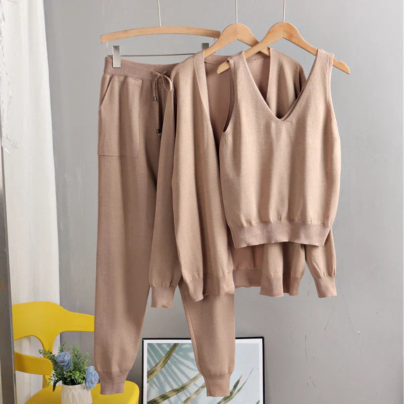 GIGOGOU Spring Autumn 3 Piece Women Cardigan Tracksuits
