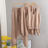 GIGOGOU Spring Autumn 3 Piece Women Cardigan Tracksuits