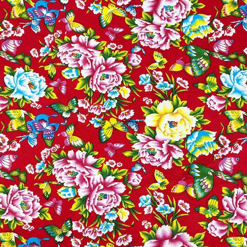 100 Cotton Textile Ethnic Chinese Traditional Big Peony