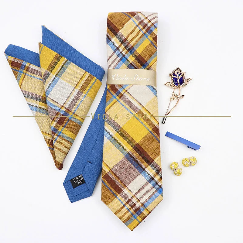 5 PCS Luxury Cotton Patchwork 7cm Tie Set