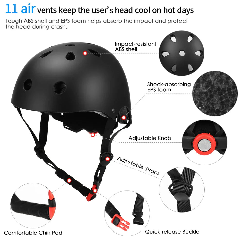 7Pcs Adjustable Pads Wrist Helmet Protector Set Kids