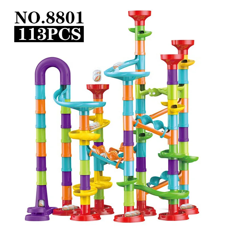 DIY Construction Marble Run Race Track Building Blocks