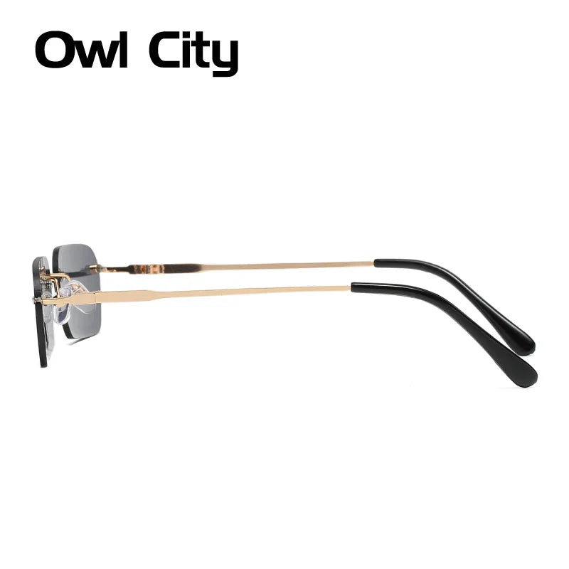 Small Rectangle Rimless Sunglasses Women Square Vintage Sun