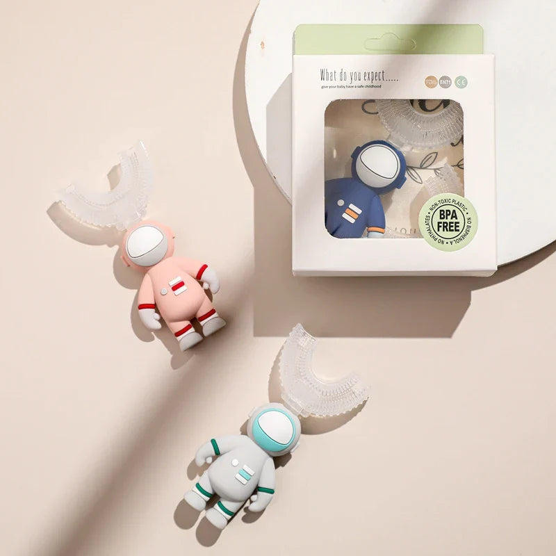 Kids Cartoon Toothbrush U-Shape Infant Toothbrush With Handle